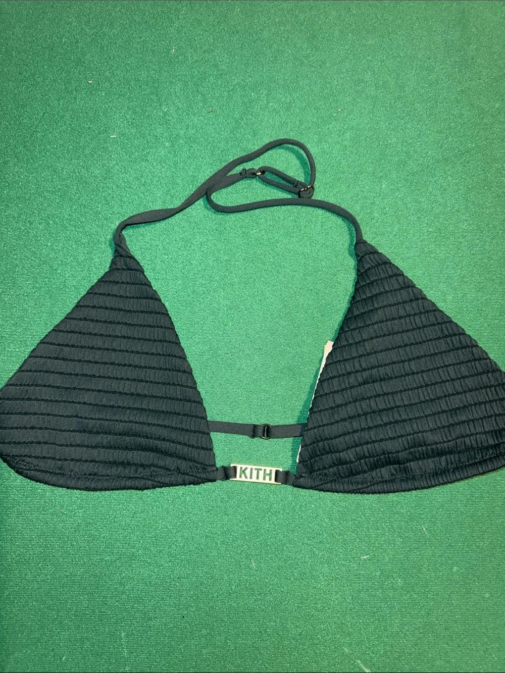 Kith Black Ribbed Triangle Bikini Top